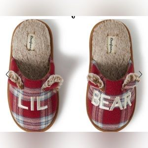 Kid's Lil Bear Red Plaid Scuff Slippers